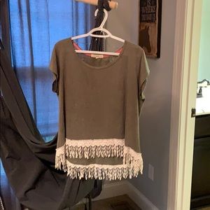 cute army green top